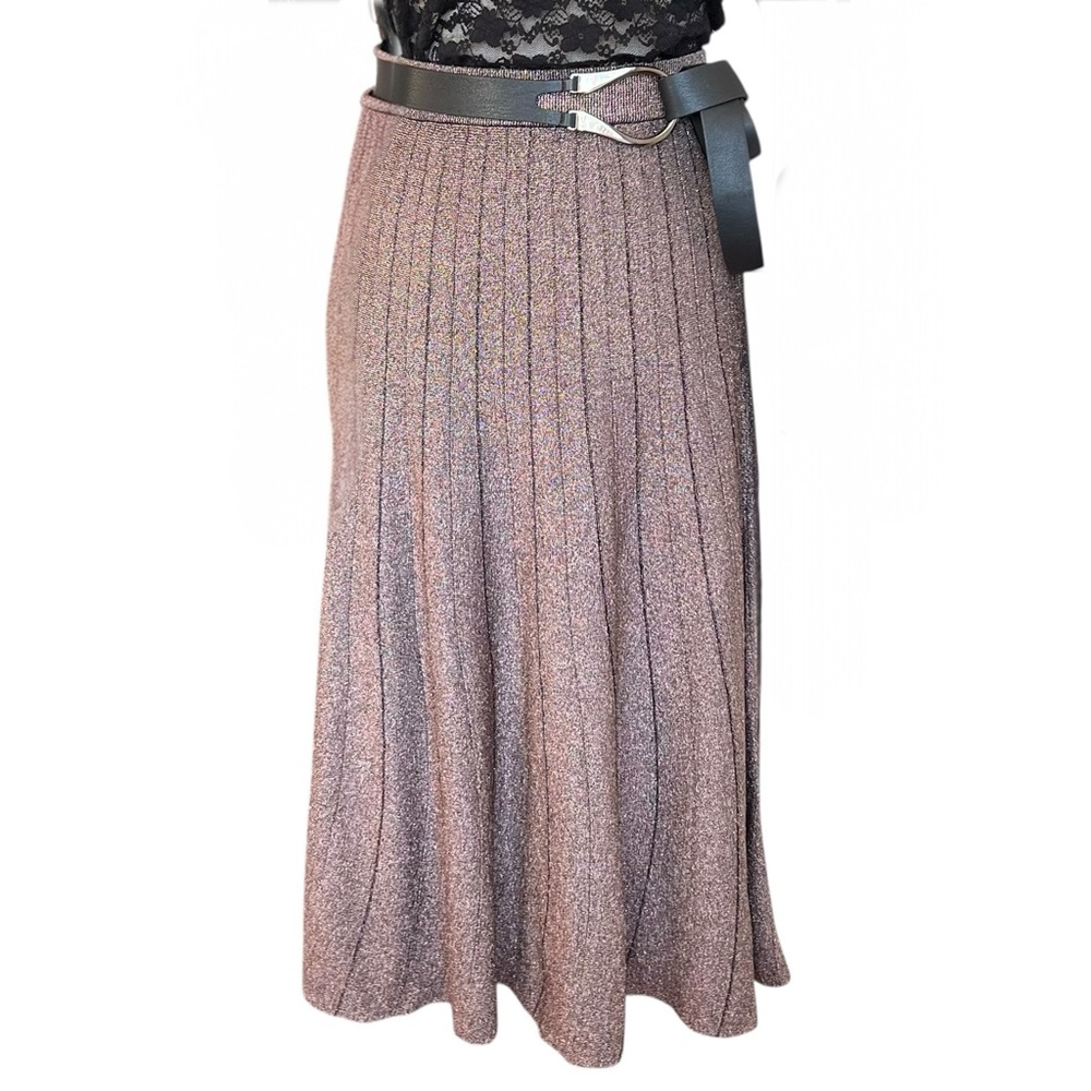 Reiss Bronze Metallic Shimmer Knitted Midi Skirt Size Small NWT